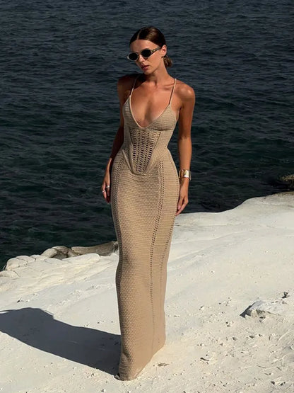 Elegant V Neck Maxi Dress