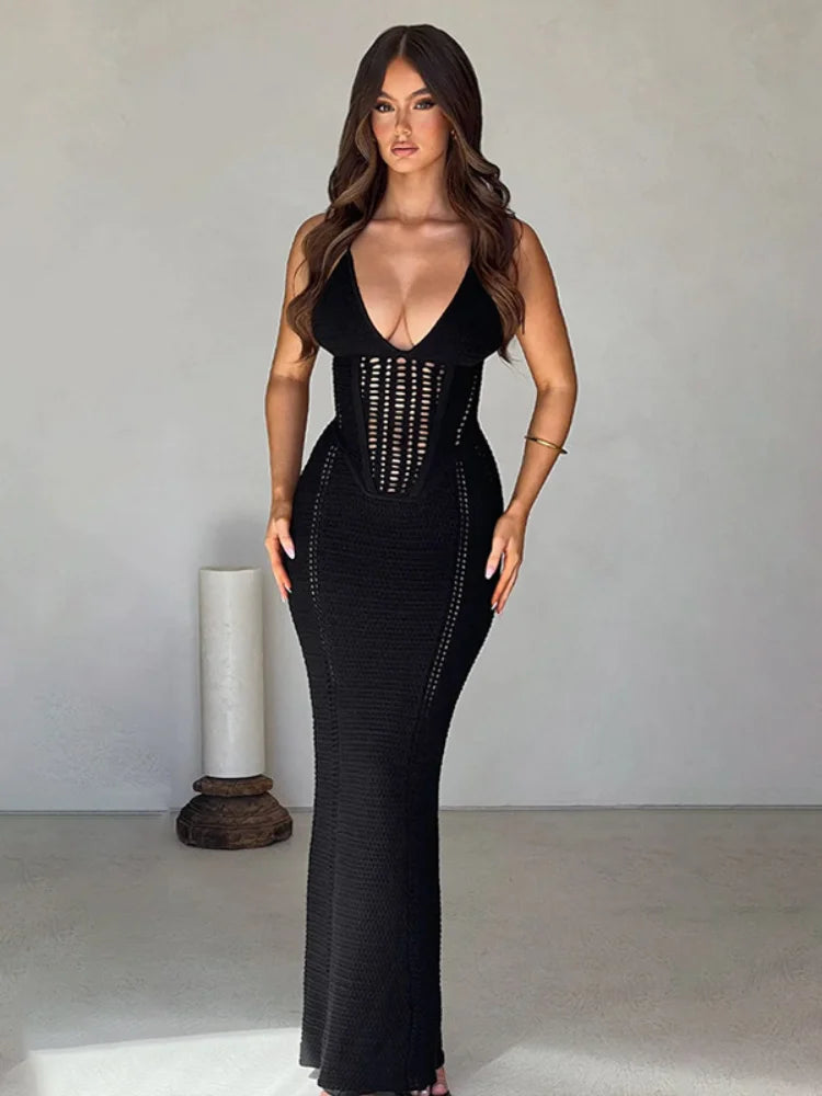 Elegant V Neck Maxi Dress