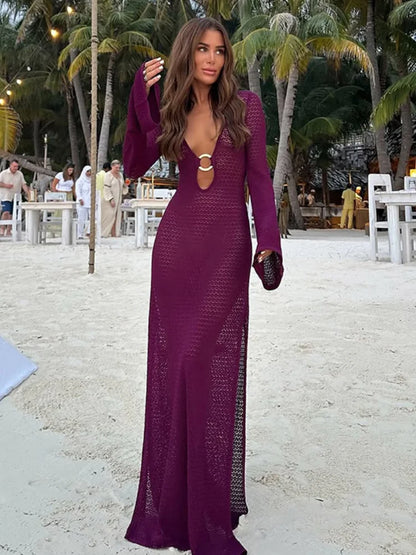 Elegant V Neck Maxi Dress